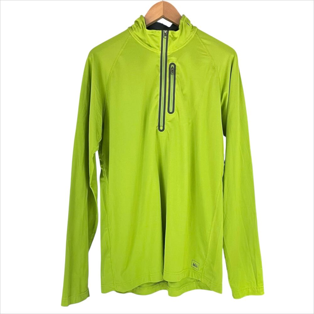 REI Men's Half-Zip Long-Sleeve Top Soft Stretch Lime Green Size L